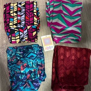 Lularoe os bundle new with tag Colorful Patterned Leggings 4 pairs